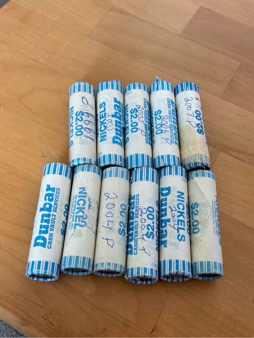 Uncirculated nickels from the cash vault service 11 rolls unopened